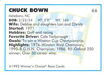 1992 Winner's Choice Busch #66 Chuck Bown Back