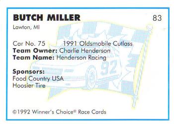 1992 Winner's Choice Busch #83 Butch Miller's Car Back