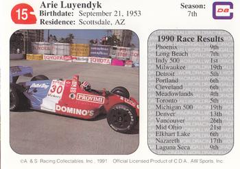 1991 All World #15 Arie Luyendyk Back