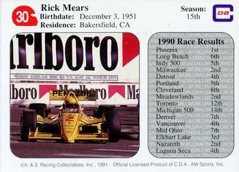 1991 All World #30 Rick Mears Back