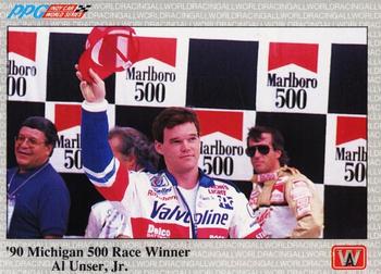 1991 All World #45 '90 Michigan 500 Race Winner Al Unser, Jr. Front