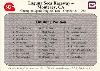 1991 All World #92 '90 Laguna Seca Race Back