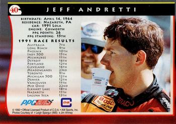 1992 All World Indy #40 Jeff Andretti Back