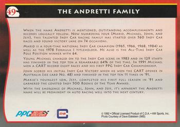1992 All World Indy #49 Andretti Family Back