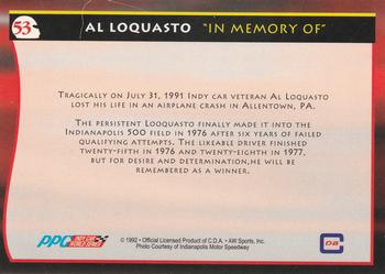 1992 All World Indy #53 Al Loquasto Back