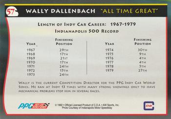 1992 All World Indy #57 Wally Dallenbach, Sr. Back