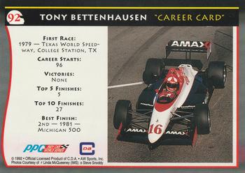 1992 All World Indy #92 Tony Bettenhausen Back