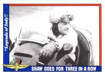 1991 Collegiate Collection Legends of Indy #30 Shaw Goes for Three-In-A-Row Front