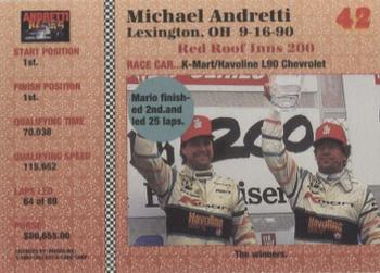 1992 Collect-a-Card Andretti Family Racing #42 1990 Mid-Ohio Back