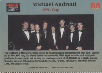 1992 Collect-a-Card Andretti Family Racing #85 1991 PPG Cup Back