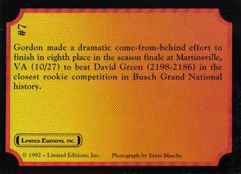 1992 Limited Editions Jeff Gordon #7 Jeff Gordon's Car Back