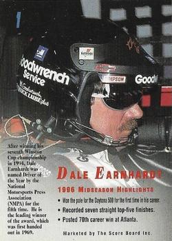 1996 Score Board Autographed #1 Dale Earnhardt Back
