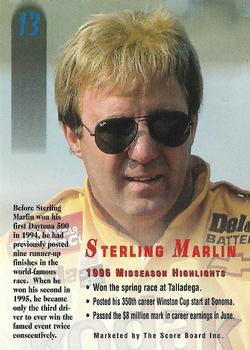 1996 Score Board Autographed #13 Sterling Marlin Back