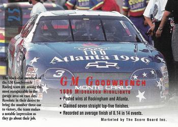 1996 Score Board Autographed #25 Dale Earnhardt's Car Back