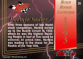 1993 Wheels Rookie Thunder #39 Hermie Sadler Back