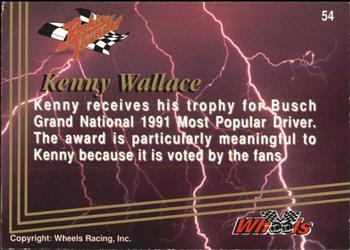 1993 Wheels Rookie Thunder #54 Kenny Wallace Back