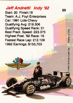 1993 Hi-Tech Indy #20 Jeff Andretti Back