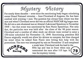 1991 Galfield Press Pioneers of Racing #79 June Cleveland Back