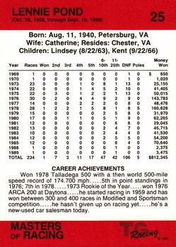 1989-90 TG Racing Masters of Racing #25 Lennie Pond Back
