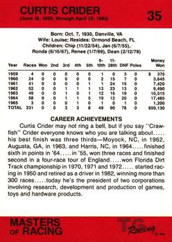 1989-90 TG Racing Masters of Racing #35 Curtis Crider Back