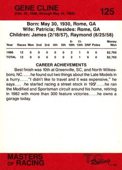 1989-90 TG Racing Masters of Racing #125 Gene Cline Back