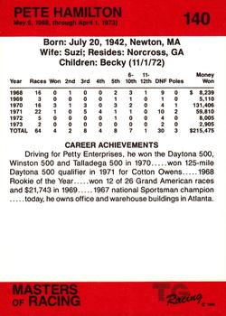 1989-90 TG Racing Masters of Racing #140 Pete Hamilton Back