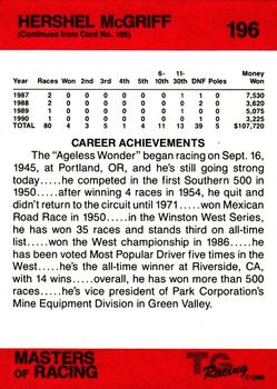1989-90 TG Racing Masters of Racing #196 Hershel McGriff Back