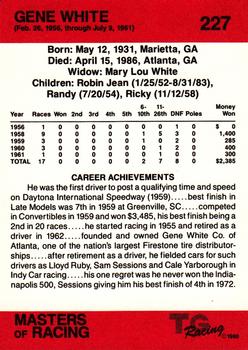 1989-90 TG Racing Masters of Racing #227 Gene White Back