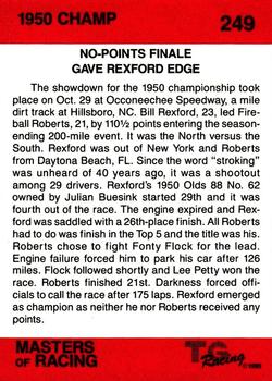 1989-90 TG Racing Masters of Racing #249 Bill Rexford  Back