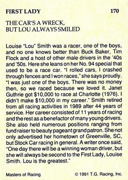 1991-92 TG Racing Masters of Racing Update #170 Louise Smith Back