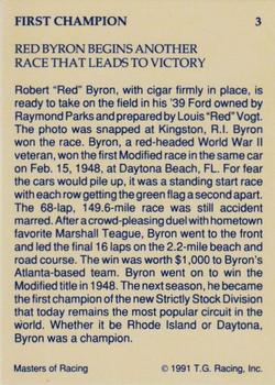 1991-92 TG Racing Masters of Racing Update #3 First Champion Back