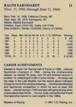 1991-92 TG Racing Masters of Racing Update #12 Ralph Earnhardt Back