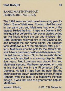 1991-92 TG Racing Masters of Racing Update #18 Banjo Matthews Back