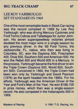 1991-92 TG Racing Masters of Racing Update #47 LeeRoy Yarbrough Back
