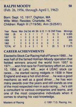 1991-92 TG Racing Masters of Racing Update #58 Ralph Moody Back
