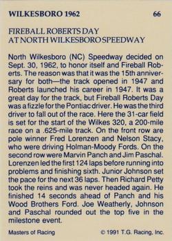 1991-92 TG Racing Masters of Racing Update #66 Wilkesboro 1962 Back