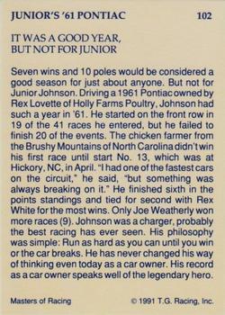 1991-92 TG Racing Masters of Racing Update #102 Junior Johnson Back