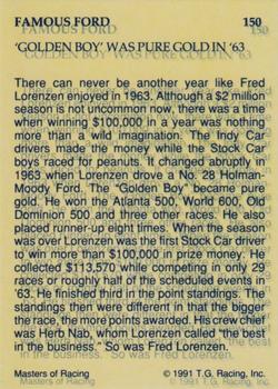 1991-92 TG Racing Masters of Racing Update #150 Fred Lorenzen Back