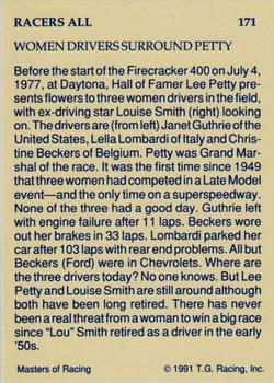 1991-92 TG Racing Masters of Racing Update #171 Janet Guthrie / Lella Lombardi / Lee Petty / Christene Beckers / Louise Smith Back