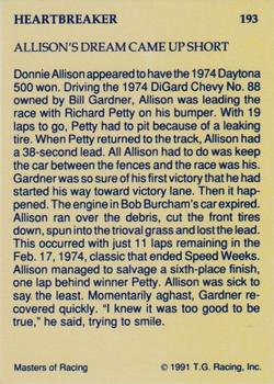 1991-92 TG Racing Masters of Racing Update #193 Donnie Allison's Car Back