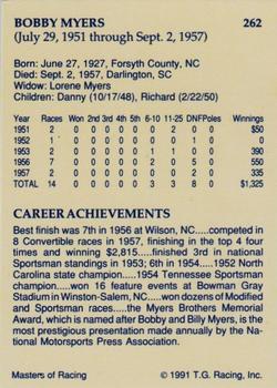 1991-92 TG Racing Masters of Racing Update #262 Bobby Myers Back