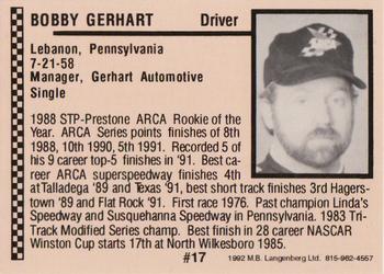 1992 Langenberg ARCA/Flash #17 Bobby Gerhart Back