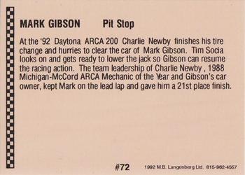 1992 Langenberg ARCA/Flash #72 Gibson Pit Stop Back