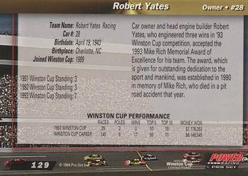 1994 Power #129 Robert Yates Back