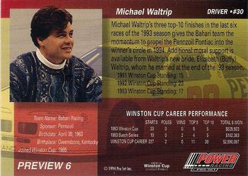 1994 Power Preview #6 Michael Waltrip Back