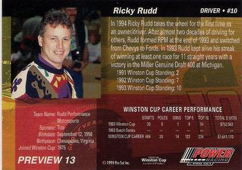 1994 Power Preview #13 Ricky Rudd Back