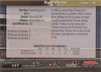 1994 Power - Gold Cup '94 #107 Roger Penske Back
