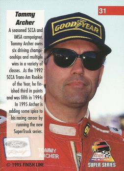 1995 Finish Line Super Series #31 Tommy Archer Back