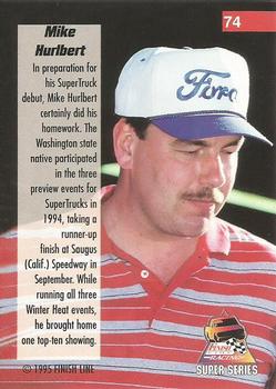 1995 Finish Line Super Series #74 Mike Hulbert Back
