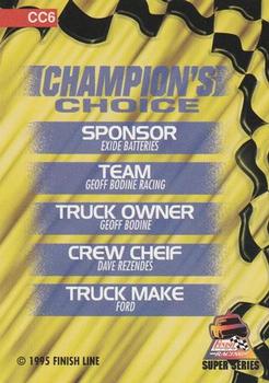 1995 Finish Line Super Series - Champion's Choice #CC6 Geoff Bodine Back